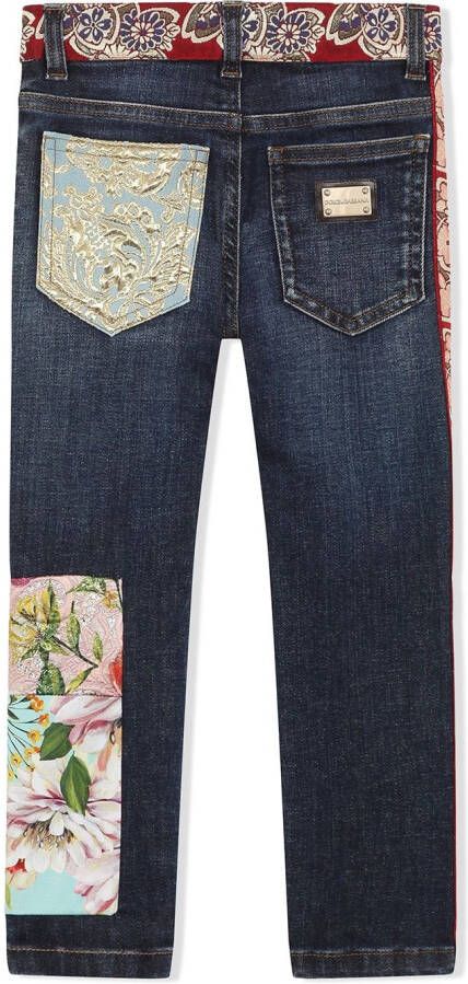 Dolce & Gabbana Kids Jeans met bloemenpatch Blauw