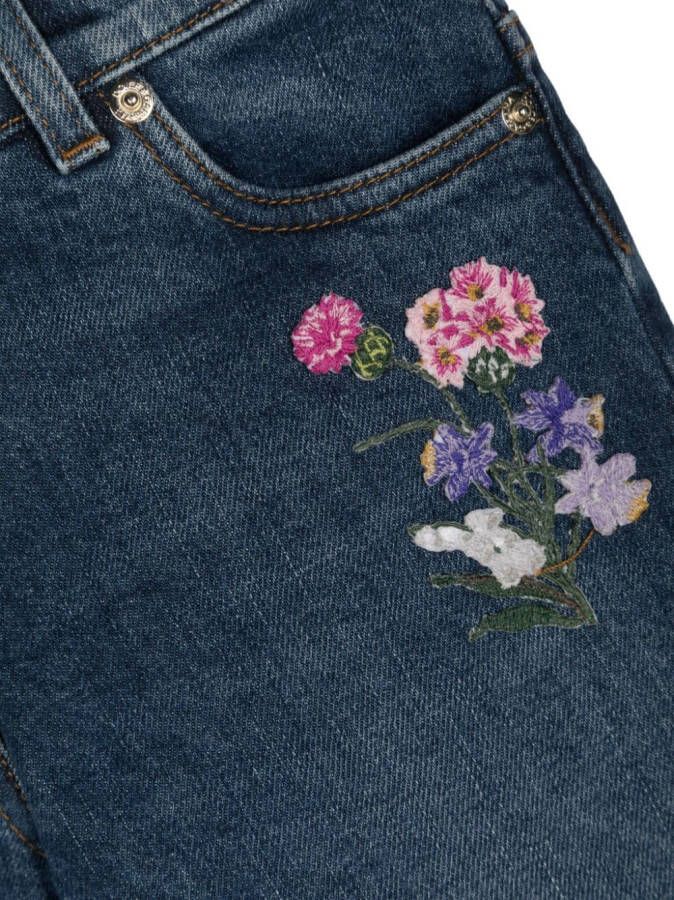 Dolce & Gabbana Kids Jeans met geborduurde bloemen Blauw