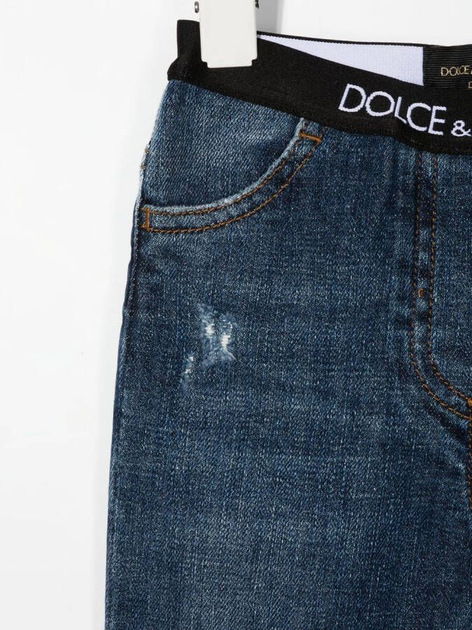 Dolce & Gabbana Kids Jeans met logoband Blauw