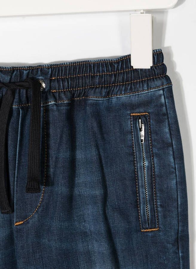 Dolce & Gabbana Kids Jeans met trekkoordtaille Blauw
