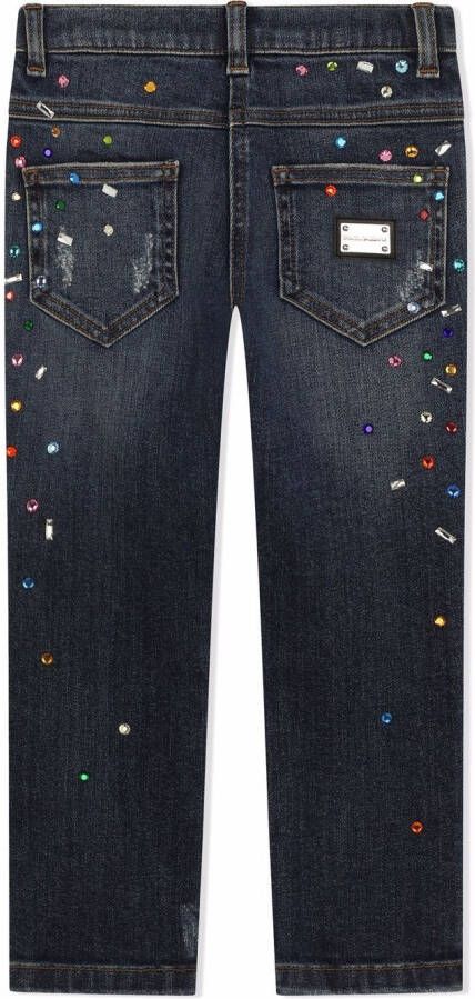 Dolce & Gabbana Kids Jeans verfraaid met kralen Blauw