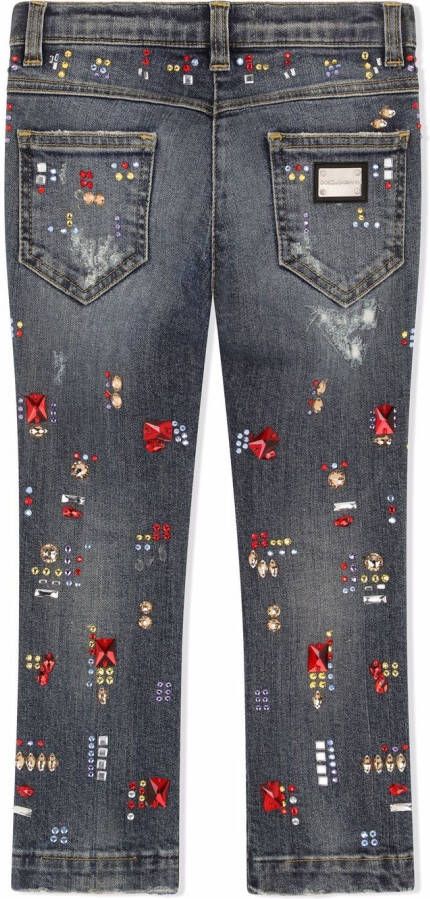 Dolce & Gabbana Kids Jeans verfraaid met kristallen Blauw