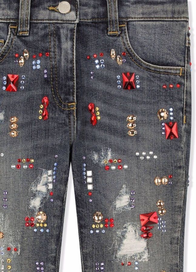 Dolce & Gabbana Kids Jeans verfraaid met kristallen Blauw