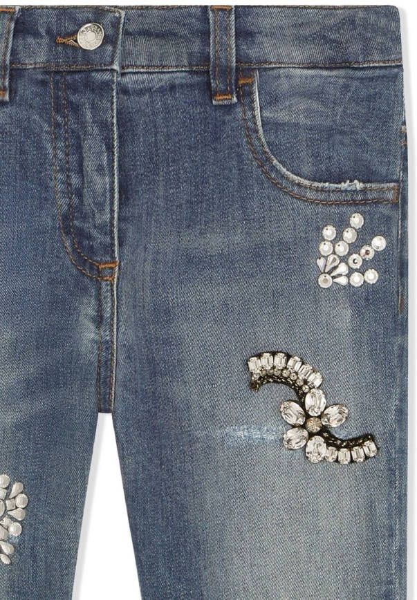 Dolce & Gabbana Kids Slim-fit jeans met verfraaiing Blauw