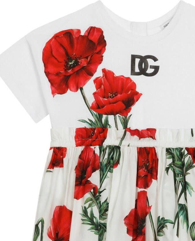 Dolce & Gabbana Kids Jurk met bloemenprint Wit