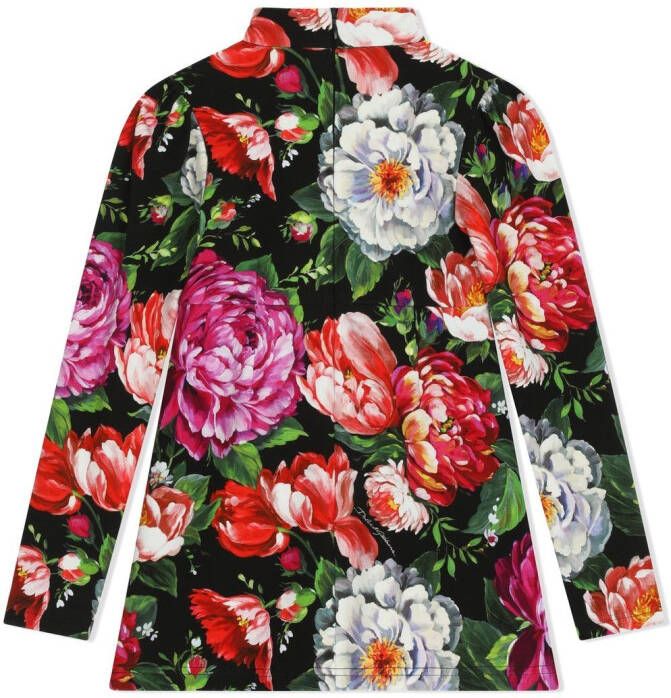 Dolce & Gabbana Kids Jurk met bloemenprint Zwart