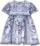 Dolce & Gabbana Kids Chiffon jurk met majolica-print Blauw - Thumbnail 2