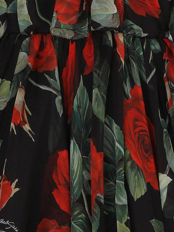 Dolce & Gabbana Kids Jurk met roosprint Zwart