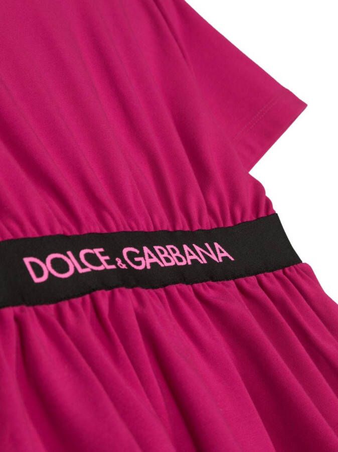Dolce & Gabbana Kids Jurk met logoband Roze