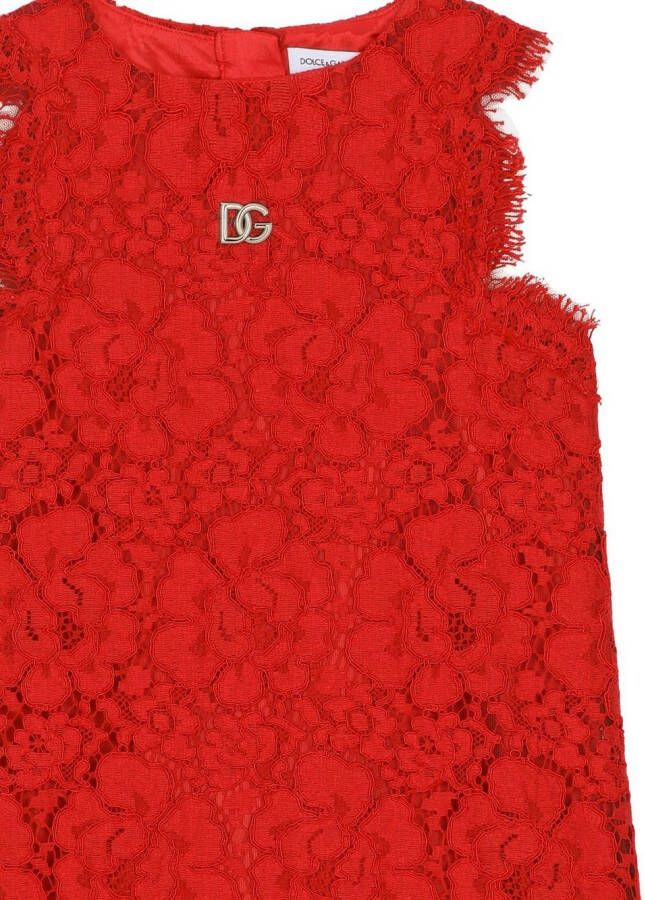 Dolce & Gabbana Kids Midi-jurk met kant Rood