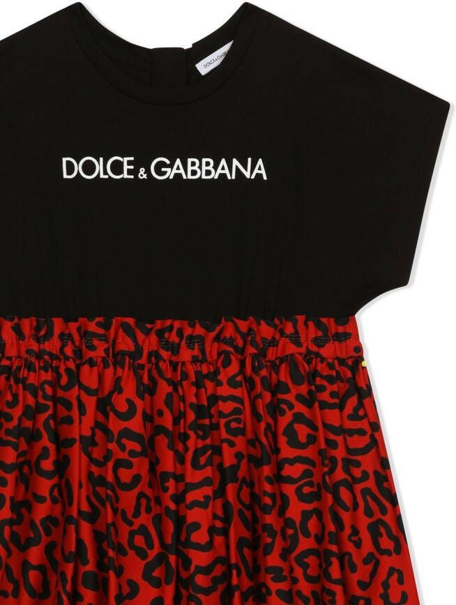 Dolce & Gabbana Kids Jurk met logoprint Zwart