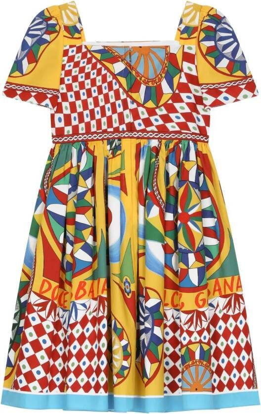 Dolce & Gabbana Kids Katoenen jurk Geel