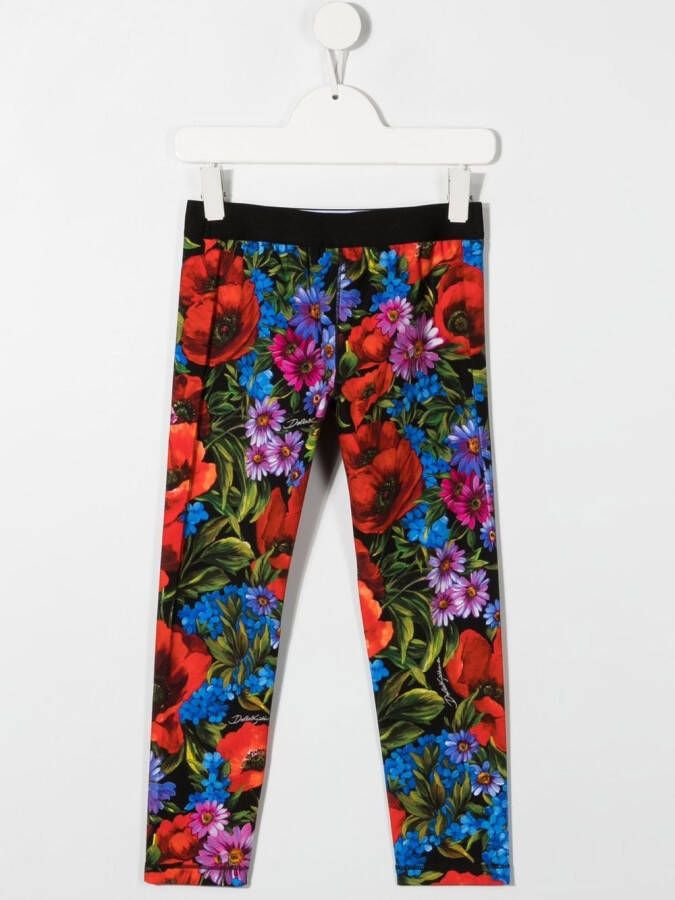 Dolce & Gabbana Kids Legging met bloemenprint Rood