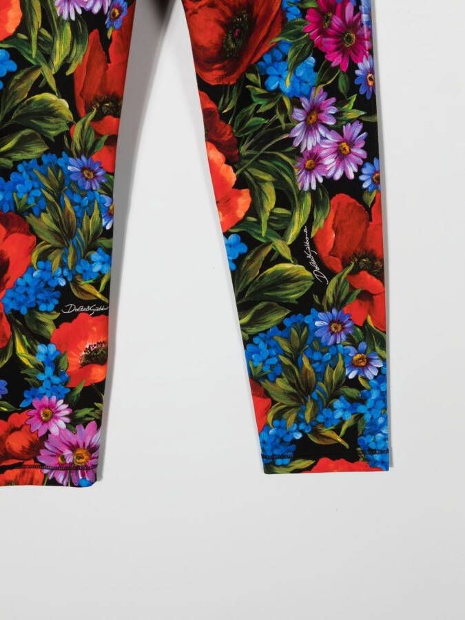Dolce & Gabbana Kids Legging met bloemenprint Rood