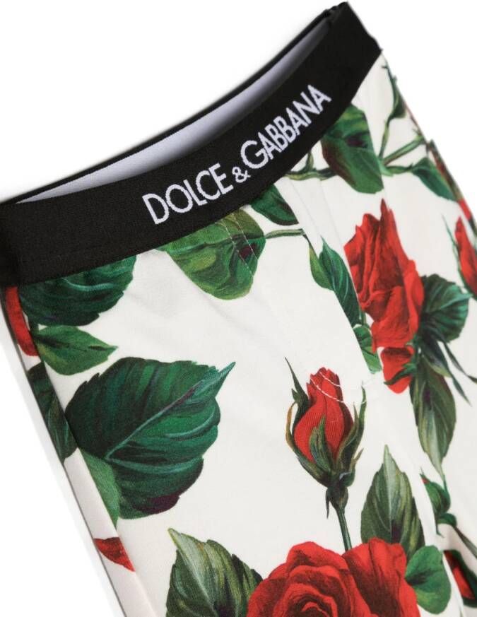 Dolce & Gabbana Kids Legging met roosprint Wit
