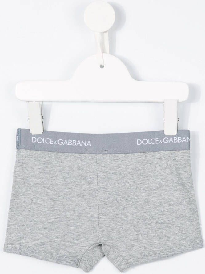 Dolce & Gabbana Kids logo boxer shorts Grijs