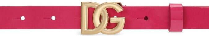 Dolce & Gabbana Kids Lakleren riem met logo Roze