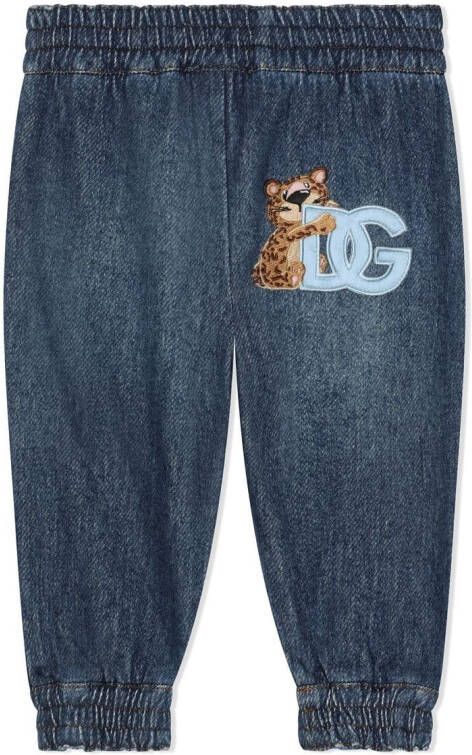 Dolce & Gabbana Kids Trainingsbroek van spijkerstof met DG-logo Blauw