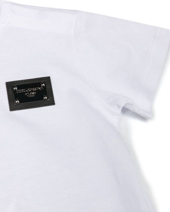 Dolce & Gabbana Kids T-shirt met logoplakkaat Wit