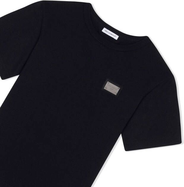 Dolce & Gabbana Kids Katoenen T-shirt met logo Zwart
