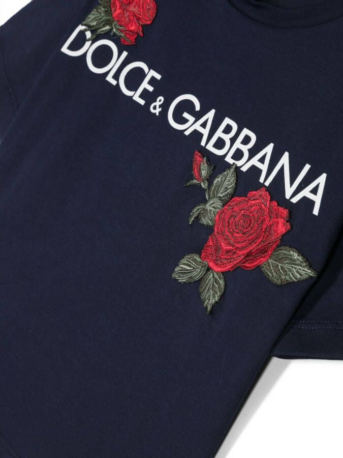 Dolce & Gabbana Kids T-shirt met logoprint Blauw