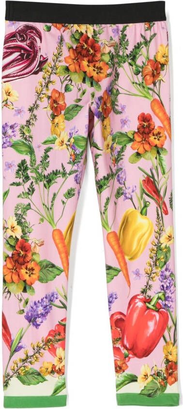 Dolce & Gabbana Kids Broek met logoband Roze