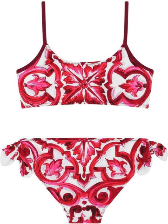 Dolce & Gabbana Kids Bikini met Majolica-print Rood
