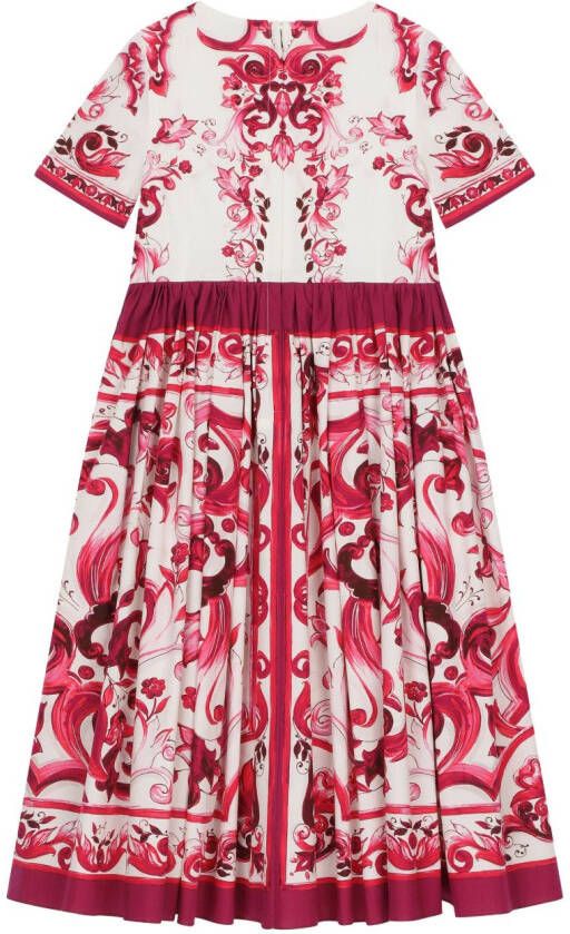 Dolce & Gabbana Kids Maxi-jurk met Majolica-print Wit