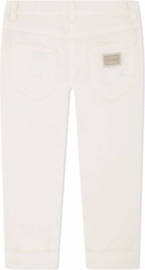 Dolce & Gabbana Kids Jeans met borduurwerk Wit