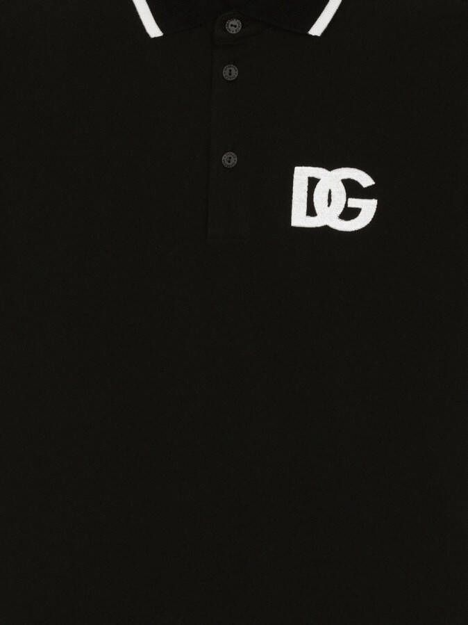 Dolce & Gabbana Kids Piqué poloshirt met DG-logo Zwart
