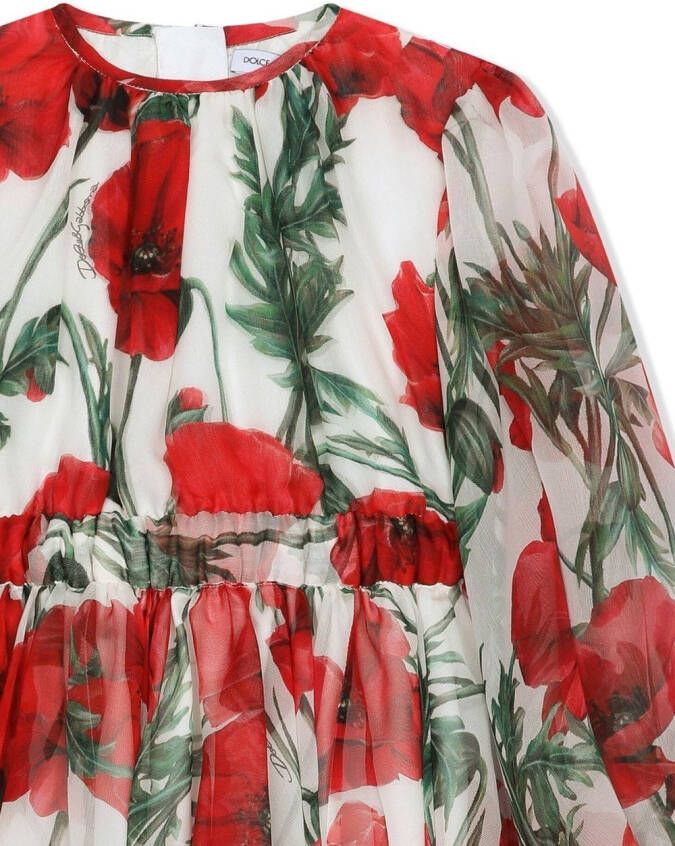 Dolce & Gabbana Kids Gesmockte jurk Wit