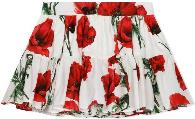 Dolce & Gabbana Kids Rok met bloemenprint Wit