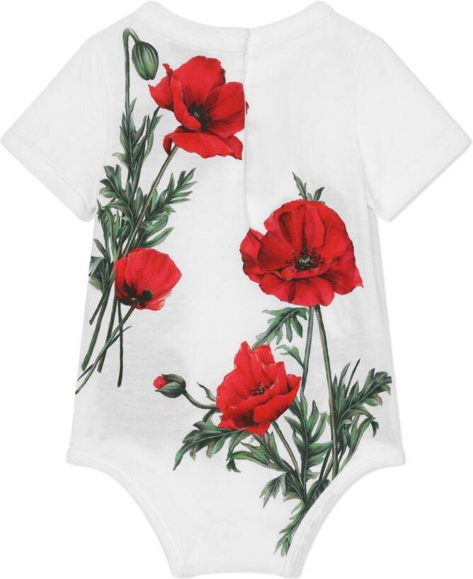 Dolce & Gabbana Kids Romper met bloemenprint Wit