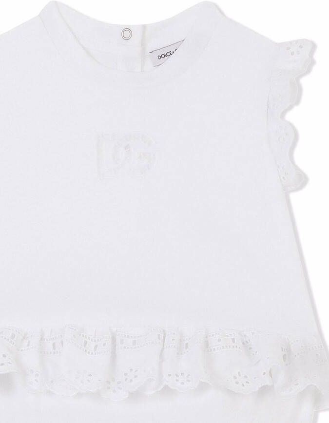 Dolce & Gabbana Kids Broderie anglaise popeline romper Wit