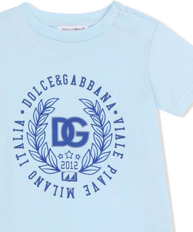 Dolce & Gabbana Kids Romper met logoprint Blauw