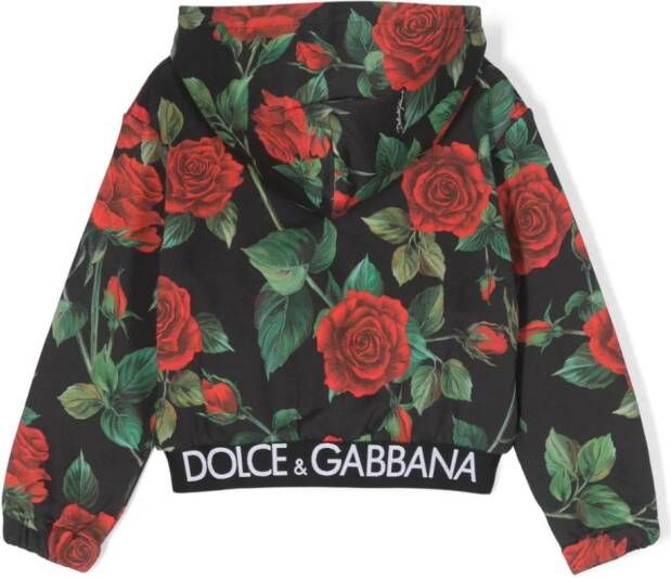 Dolce & Gabbana Kids Regenjas met roosprint Zwart