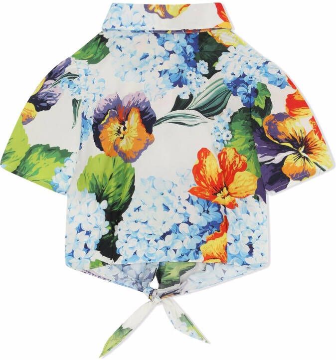 Dolce & Gabbana Kids Shirt met bloemenprint Blauw