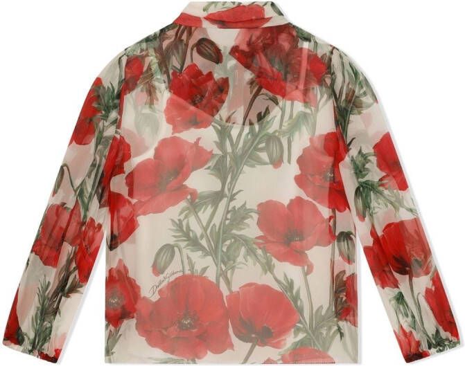 Dolce & Gabbana Kids Shirt met bloemenprint Rood