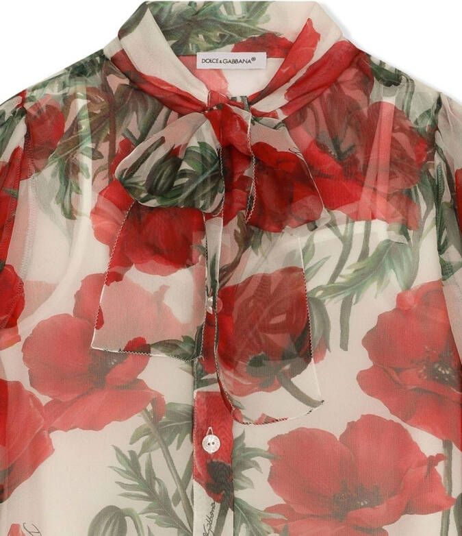 Dolce & Gabbana Kids Shirt met bloemenprint Rood