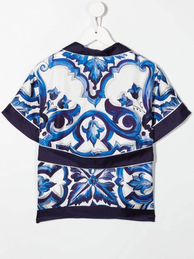 Dolce & Gabbana Kids Shirt met ceintuur Blauw