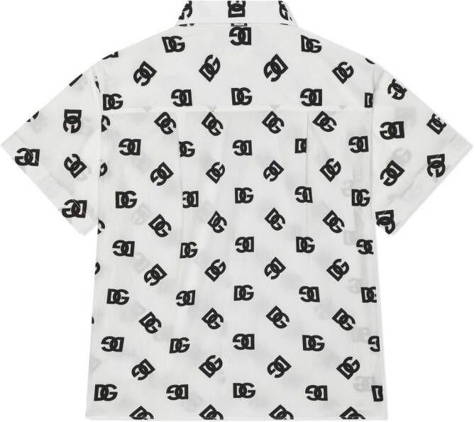 Dolce & Gabbana Kids Popeline shirt met DG-logo Wit