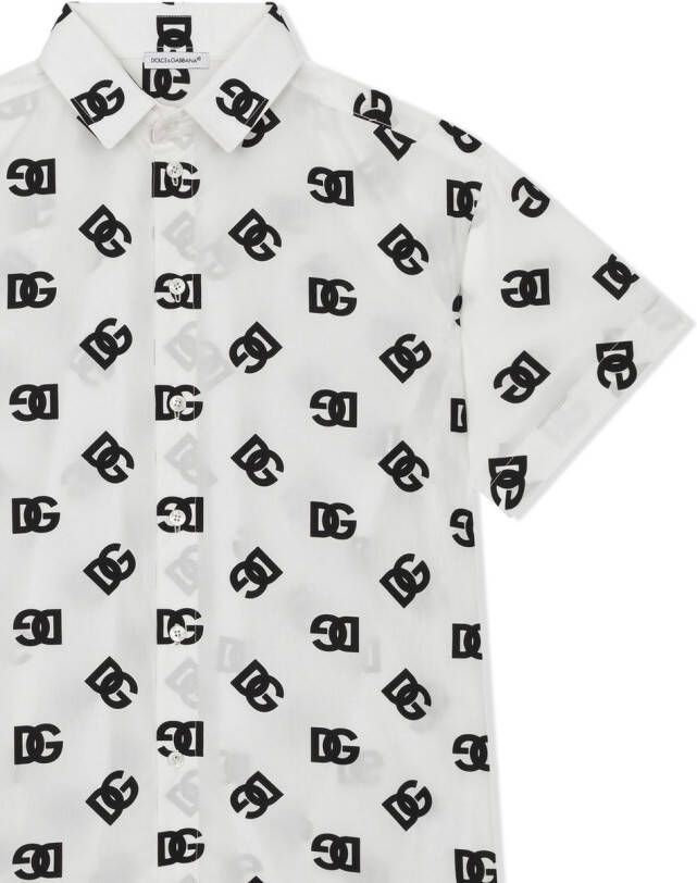 Dolce & Gabbana Kids Popeline shirt met DG-logo Wit