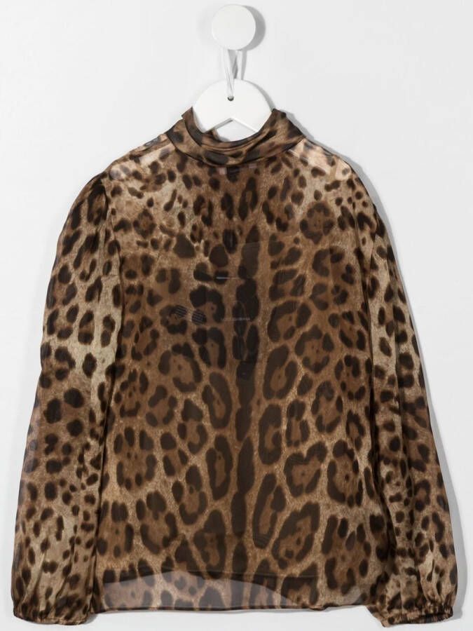 Dolce & Gabbana Kids Shirt met luipaardprint Bruin