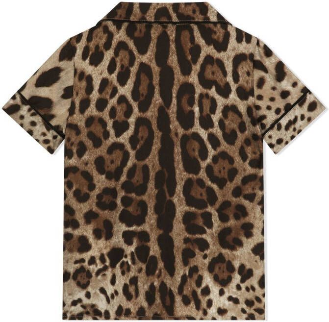 Dolce & Gabbana Kids Zijden shirt met luipaardprint Bruin