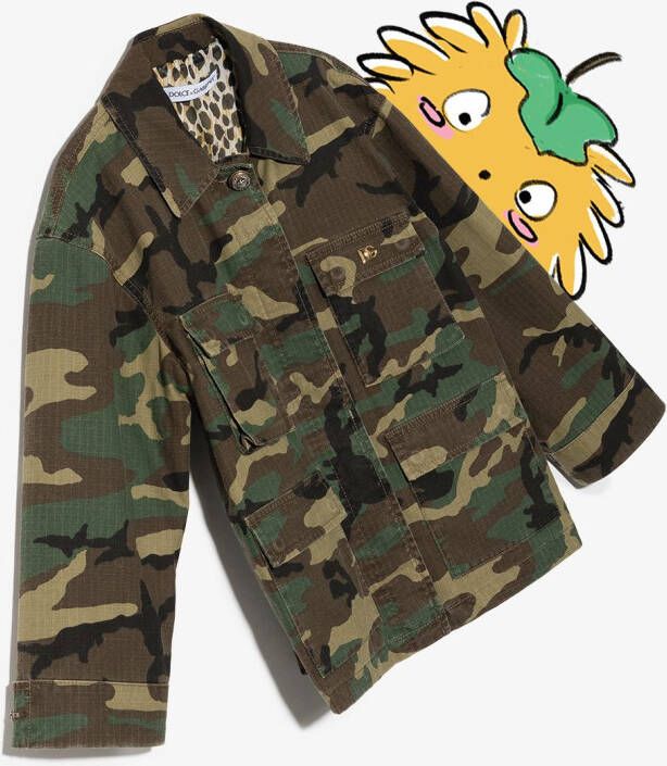 Dolce & Gabbana Kids Shirtjack met camouflageprint Groen