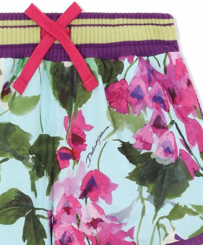 Dolce & Gabbana Kids Shorts met bloemenprint Blauw