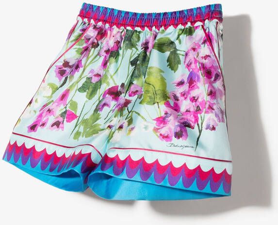 Dolce & Gabbana Kids Shorts met bloemenprint Blauw