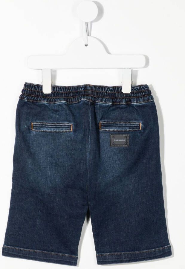 Dolce & Gabbana Kids Spijkershorts met trekkoord Blauw