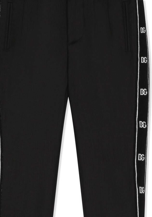 Dolce & Gabbana Kids Wollen broek met logo afwerking Zwart