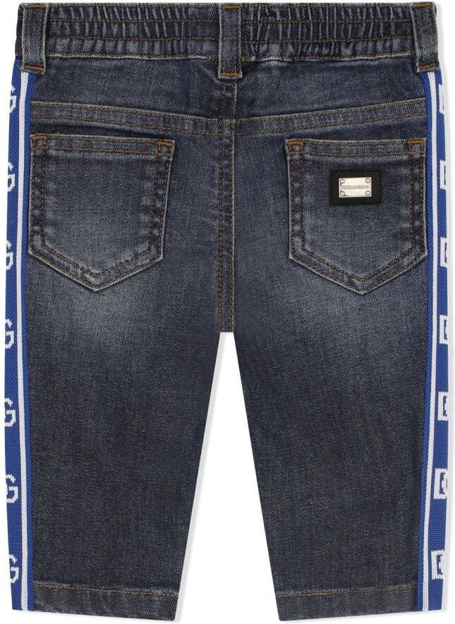 Dolce & Gabbana Kids Jeans met trekkoord en logo afwerking Blauw